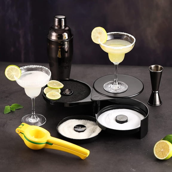 Margarita Kit Set of 2 Glasses with Salt Rimmer Shaker Jigger Coasters Cards Squeezer - Complete Cocktail Gift