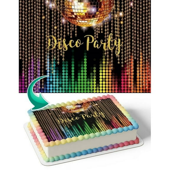 SugarMeLicious Disco Dance Party Edible Cake Topper, Personalized 1/4 Sheet Birthday Cake Banner for Parties, Vibrant Edible Image for Celebration Cakes