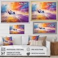 thumbnail image 4 of Designart "Colorful Formula Car Racing Track II" Extra Large Architecture Framed Wall Art - Modern Purple Race Tracks Entryway Framed Wall Art Print, 4 of 6
