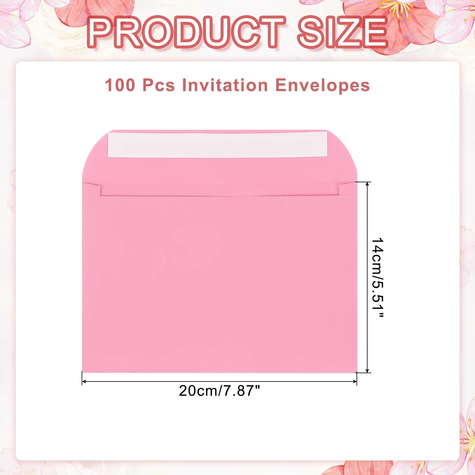 Uxcell 7.5x5.5 Inch Invitation Envelopes, 100 Pcs Self-Seal for A7 Weddings and Cards Pink