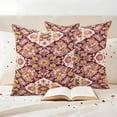 thumbnail image 3 of Red Boho Outdoor Waterproof Pillow Covers, Country Vintage Aesthetic Ethnic Aesthetics Decorative Square Throw Pillowcase Sofa Cushion Sham for Patio/Couch/Chair, 16"x16" 2 Pack, 3 of 8
