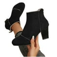 thumbnail image 2 of Lovzfmll Wide Calf Boots for Women, Ankle Boots High Heel Round Toe Back Zipper, Block Heel Booties Chelsea Boots Casual Black Boots, 2 of 9