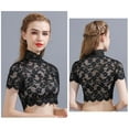 thumbnail image 4 of ZPAQI Women Turtleneck Detachable Collar Floral Lace Short Sleeve Half Shirt Dickey, 4 of 15