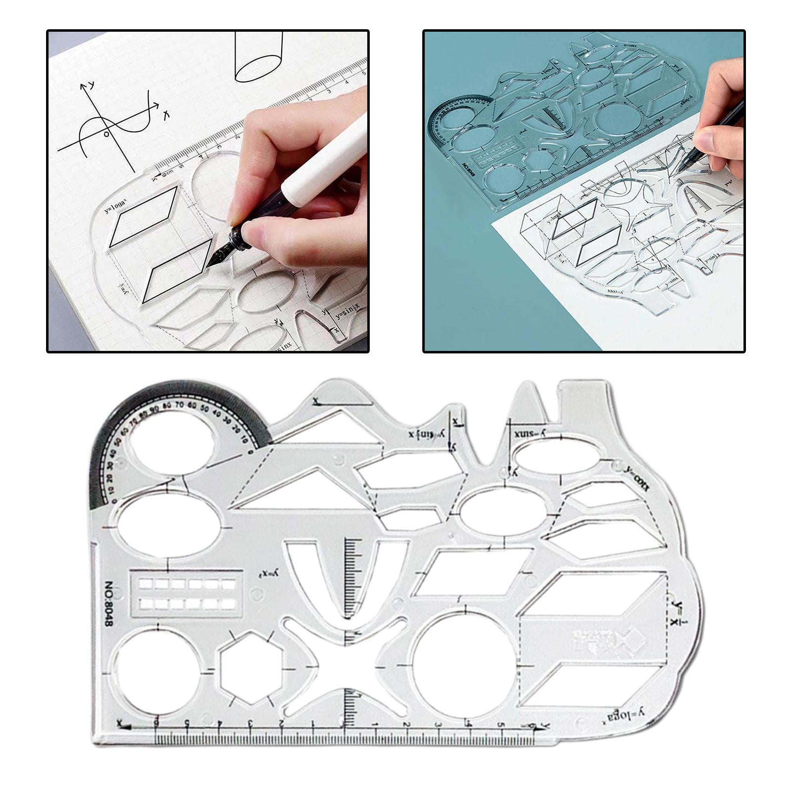 Multifunctional Metal Drawing Stencil and Ruler 5 pcs 