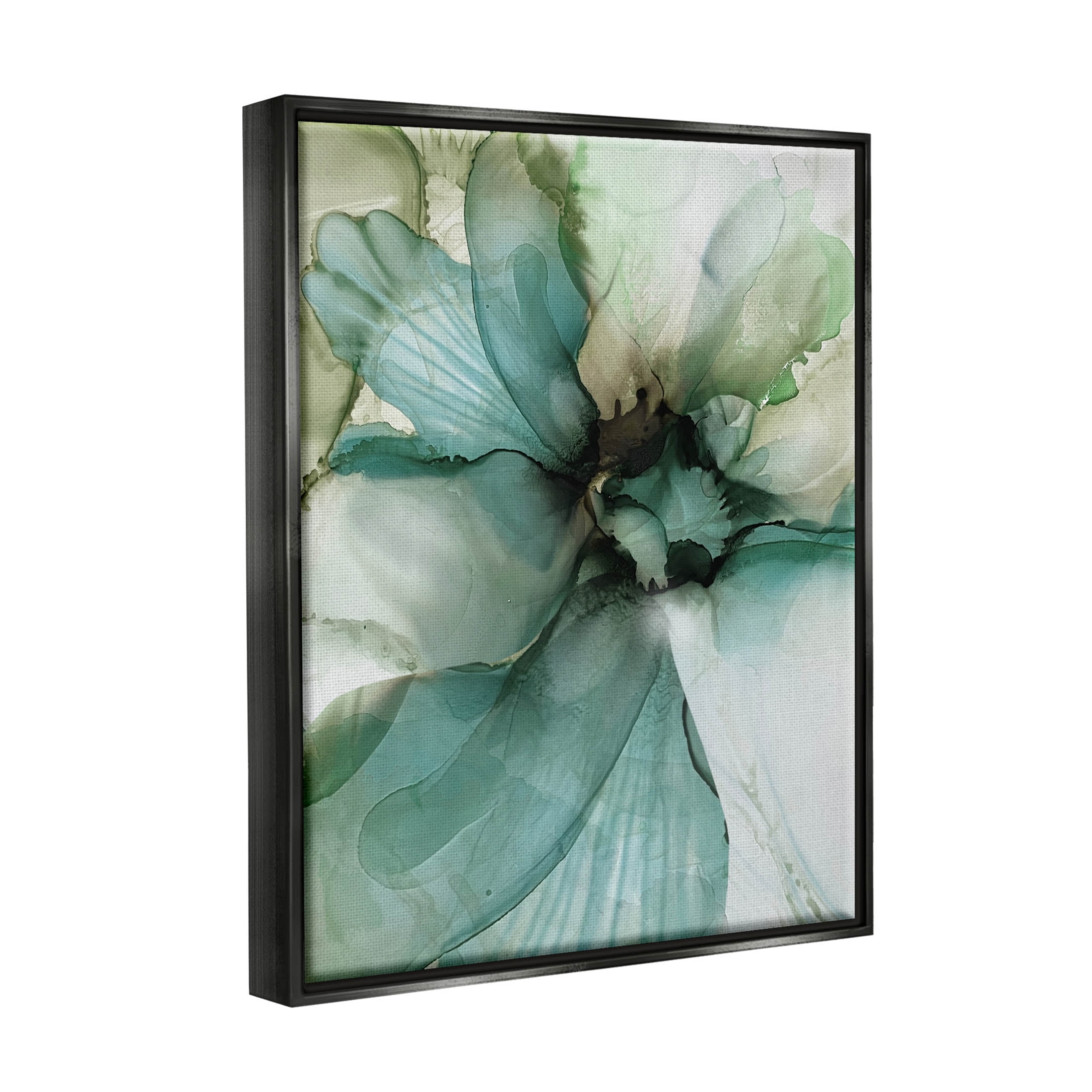 Modern Flower Petal Botanical Abstract Graphic Art Jet Black Framed Art Print Wall Art