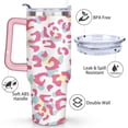 thumbnail image 3 of 40oz Fashion Leopard Pattern Stainless Steel Flip Straw Tumbler Spill Proof Travel Cup Double Wall Vacuum Insulated Coffee Mug with Top Handle, 3 of 6