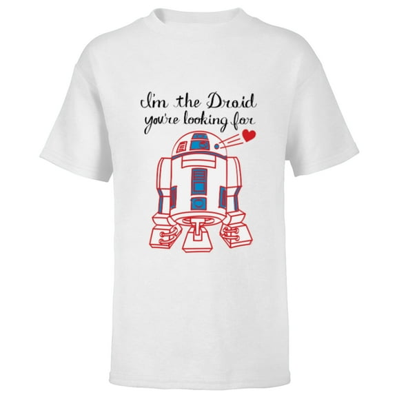 Star Wars R2-D2 Valentine I’m the Droid You’re Looking For - Short Sleeve T-Shirt for Kids - Customized-White