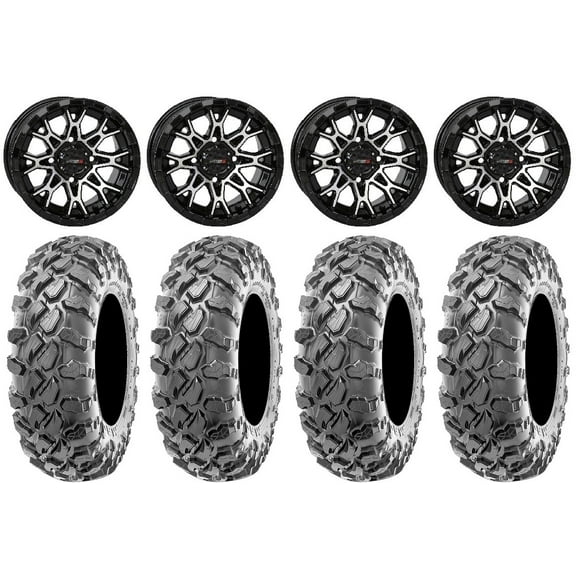 System 3 ST-6 14" Wheels Black 29" Carnage Tires Can-Am Commander Maverick Renegade Outlander Defender