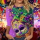 thumbnail image 1 of RKSTN Mardi Gras 3/4 Length Sleeve Womens Tops Oversized Crewneck Carnival Graphic Printed Three Quarter Sleeve T Shirt Women Casual Round Neck Funny Tuesday Carnival Party Loose Short Sleeve Shirt, 1 of 6