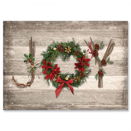 Rustic Joy Religious Christmas Cards - Holiday Greeting Cards, Set of
