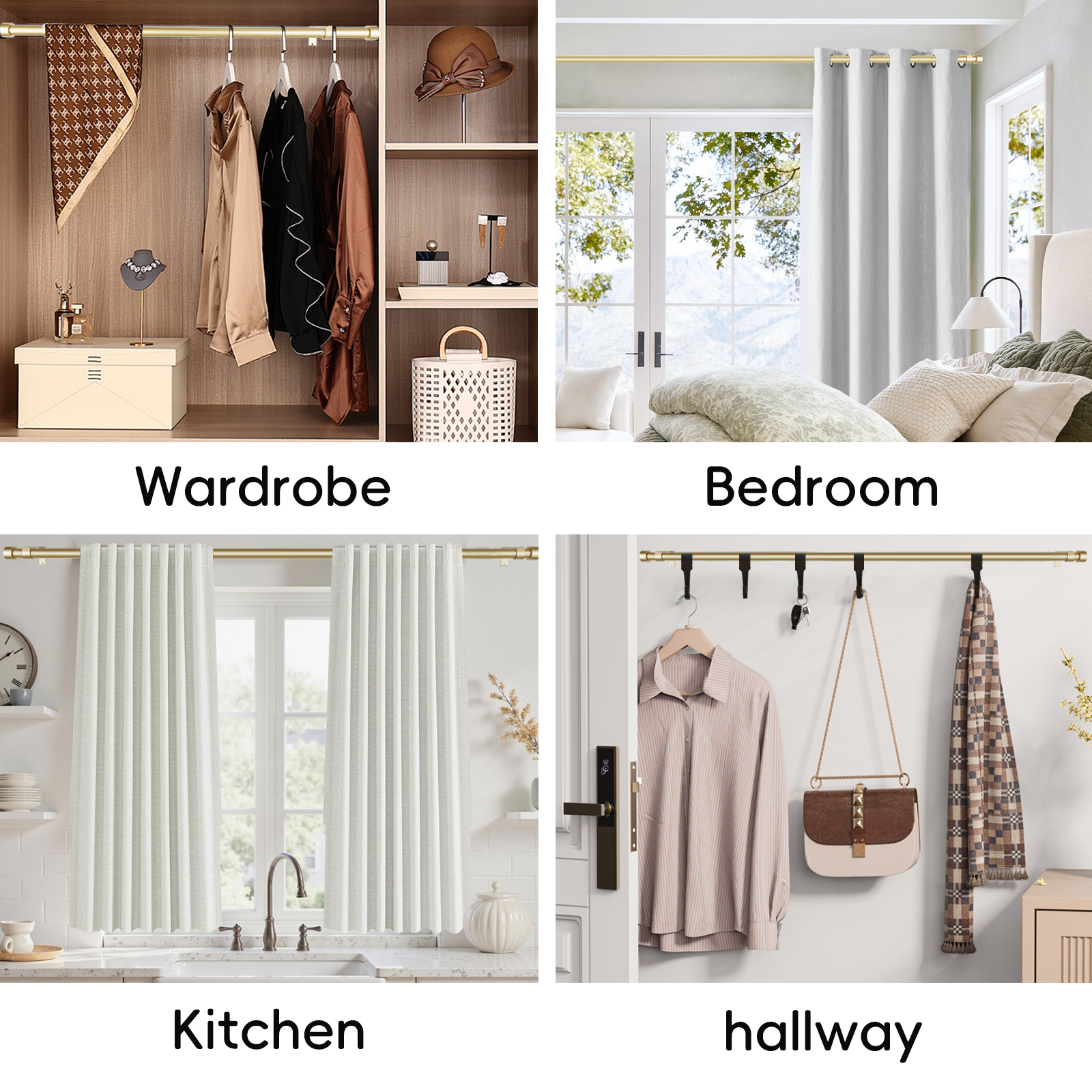MaKefeile Classic 48 Inch Heavy Duty Curtain Rod, Gold photo 5