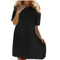 thumbnail image 2 of Fankiway Robe en Dentelle Plissée Taille Haute Col Rond Printemps et Été pour Femmes Courbes Robes de Printemps pour Femmes 6568, 2 of 6