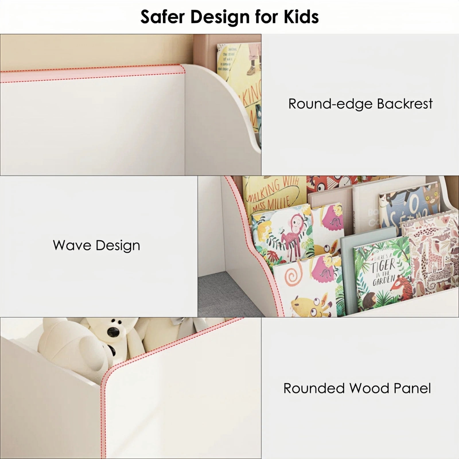 Kbun 40in Kids Bookshelf,  Book Wood Storage Organizer with 3 Large Drawers, Toy Storage Organizer for Playroom Bedroom, White