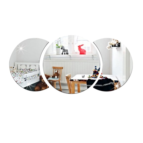 Riwcyla Ensemble de 3 Pcs Autocollant Miroir Lune 3D Autocollants Muraux Miroir en Acrylique Déco Maison Autocollants Art Miroir Miroir Cercle Géométrique Décoration de Fond pour la Maison