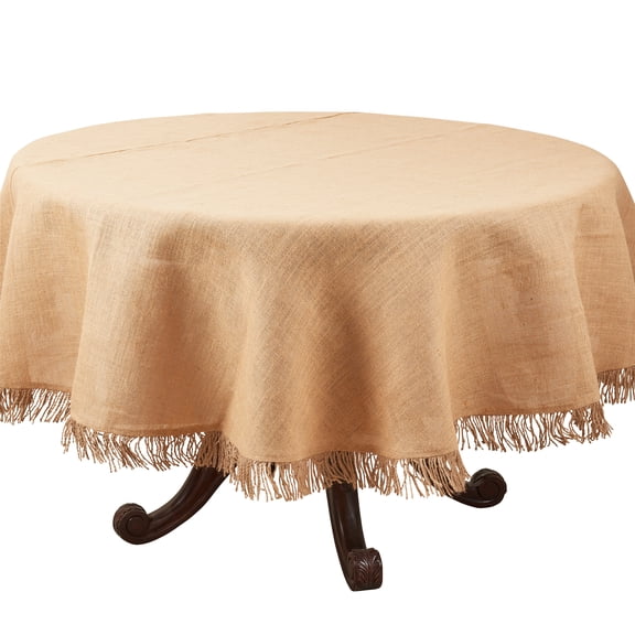 Saro Lifestyle Handcrafted Jute Tassel Tablecloth