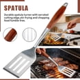 thumbnail image 6 of 4PCS BBQ Grill Tools Set Stainless Steel Heavy Duty Grilling Accessories Kit with Spatula Tongs Fork Grill Brush Wooden Handle for Outdoor Camping Backyard Barbecue Cooking, 6 of 7