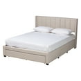 thumbnail image 2 of Baxton Studio Coronado Mid-Century Modern Transitional Beige Fabric Full Size 3-Drawer Storage Platform Bed, 2 of 7