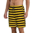 thumbnail image 2 of Logiee Bee Stripe Print Mens Swim Trunks Quick Dry Board Shorts,Breathable Hawaii Beach Shorts Swimwear Bathing Suits-, 2 of 6