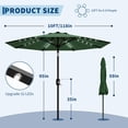 thumbnail image 3 of 10FT Patio Umbrella with 40 Solar LED Lights - Outdoor Market Umbrella - Waterproof, UV Resistant, Aluminum 8-Rib Frame, Tilt Crank, Sun Protection for Pool, Deck, Backyard, Dining, 3 of 7