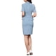 thumbnail image 3 of Conjunto de falda de 2 piezas Inspire Chic para mujeres, blazer de manga corta y faldas lápiz, atuendos formales de oficina casuales, L azul, 3 of 6