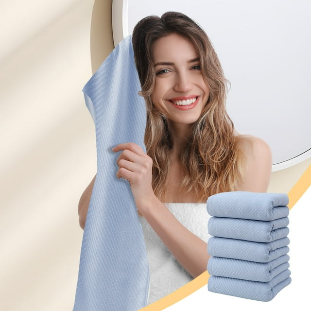 COM1950s Quick Drying Cotton Towel Set,Soft and Absorbent with Non-Shedding Design,5-Piece Bath Towels Size 29.5X13.8 Inch,for Adults Home Use Spa Pool and Gym
