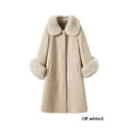 thumbnail image 2 of Minnieouse Abrigo de piel artificial para mujer, abrigo largo de mezcla de lana, chaqueta de invierno transpirable agradable a la piel, prendas de Abrigos y chamarras Beige L, 2 of 6