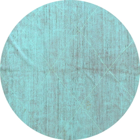 Ahgly Company Indoor Round Abstract Light Blue Modern Area Rugs, 7' Round