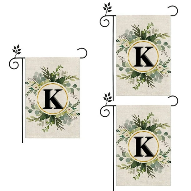 K Bandera de para Jardín, Doble Capa, Letras de Doble Cara, Bandera para Vacaciones Al Aire Libre, Decoración de Patio