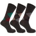 thumbnail image 1 of Mens Traditional Argyle Pattern Non Elastic Lambs Wool Blend Socks (Pack Of 3), 1 of 2