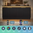 thumbnail image 6 of Modern 4-Door Sideboard Buffet Cabinet with LED Lights, Floating Tabletop, Adjustable Shelves & Storage Console for Living Room, Dining Room, Kitchen, Entryway & TV Stand up to TV, 6 of 9