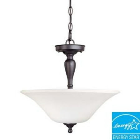 

3-Light Dark Chocolate Bronze Semi-Flush Mount Light with White Satin Glass