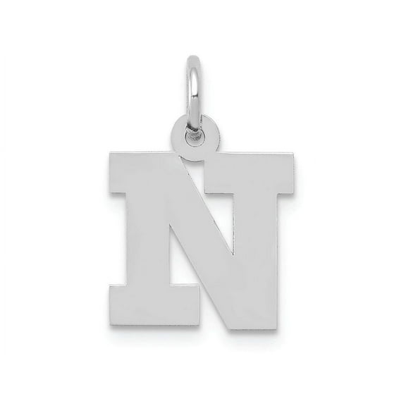 FJC Finejewelers 14k White Gold Small Block Initial N Charm