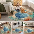 thumbnail image 6 of Marine Life Round Living Room Rugs 3.3 ft, Sea Turtle Starfish Shell Coral Seaweed Blue Ocean Retro Washable Area Rug with Non-Slip Sturdy Edge Binding Round Front Door Mat Floor Carpet for Entryway, 6 of 9