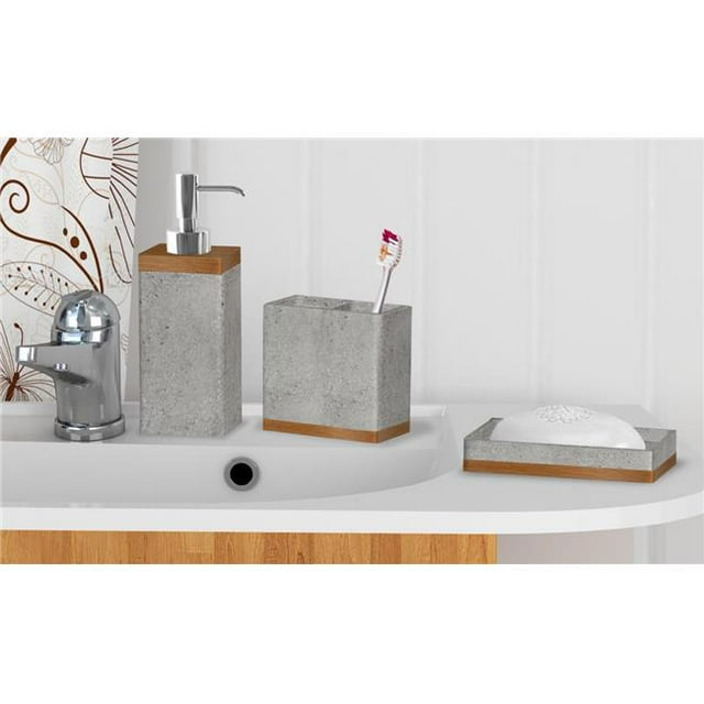NuSteel CON-346-SET3 Set de Béton 3 Pièces Collection de Bain Gris Pierre