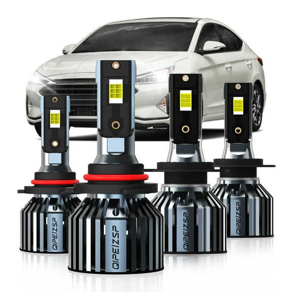 QIPEIZSP Compatible For Hyundai Elantra 2014-2019 Led Headlights 9005 H7 Bulbs 4 Pack