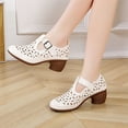 thumbnail image 5 of Anuirheih Soft Faced Thick Heeled Women's Shoes, Comfortable Hollow Out Buckle Sandals Sandals Women Clearance(Beige), 5 of 6