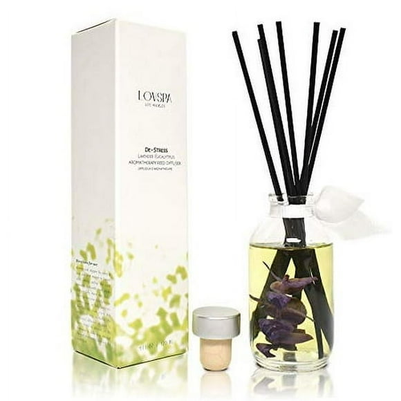 LOVSPA DE-Stress Lavender & Eucalyptus Scented Oil Reed Diffuser Sticks Set | A Relaxing Blend of Woody Lavender, Sage, Eucalyptus & Rosemary Essential Oils
