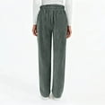 thumbnail image 4 of Womens Corduroy Pants Comfy Pull On Pants Straight Leg Pant with Pockets Elastic High Waisted Slacks Trousers Dark Green 2XL, 4 of 7