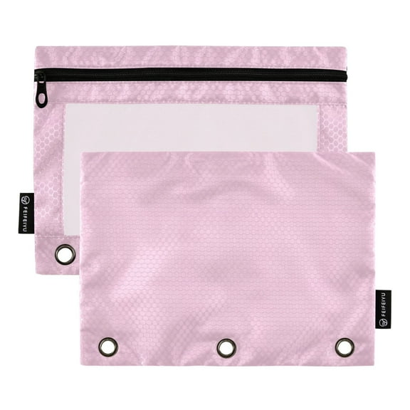 ALAZA 2 Pack Pencil Pouch Light Pink Pencil Case for 3 Ring Binder Clear Window Pencil Bag Organizers