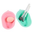 thumbnail image 3 of Cepillo de maquillaje de silicona Alfombrilla de limpieza Herramientas cosméticas Almohadilla de lavado Esponja portátil Aplicadores de delineador Tazón de lavado Baño Verde Inevent HA059142-02, 3 of 7