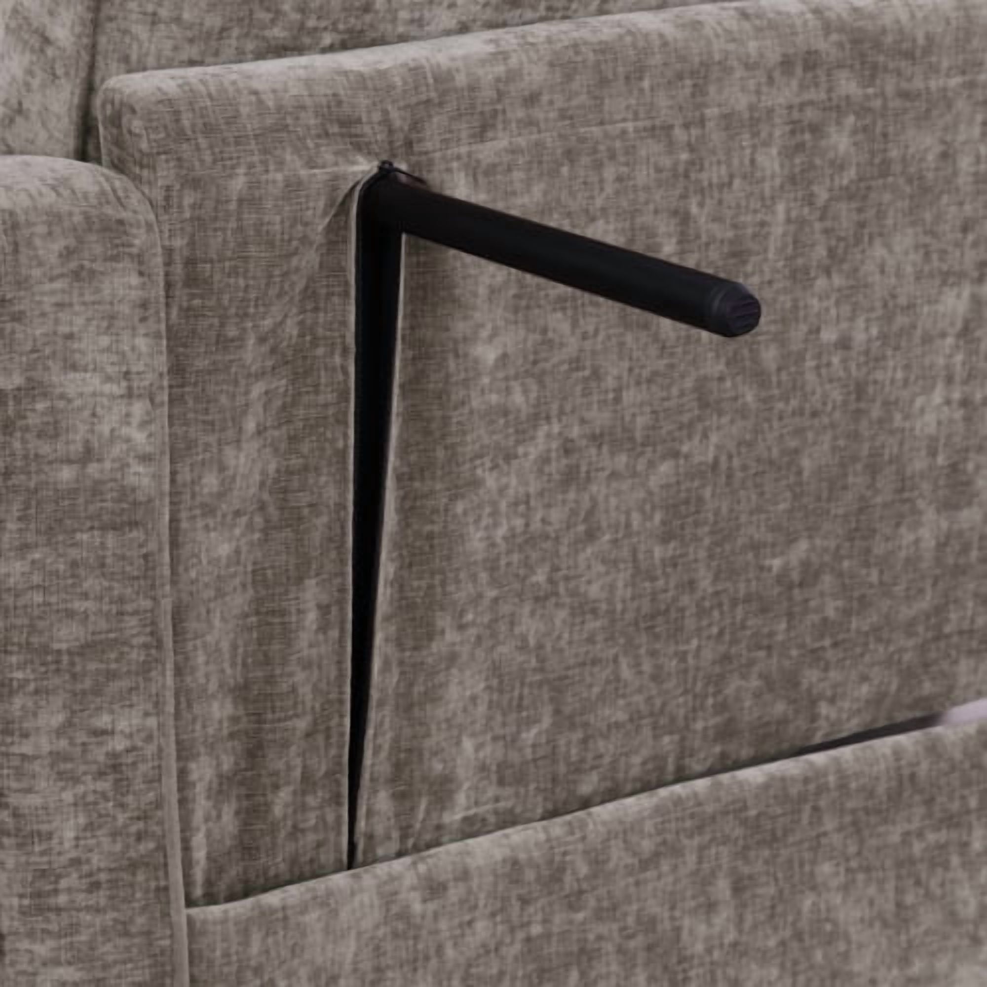 2-Seater Sofa Modern Chaise Lounge with Storage Footrest, Irregular Curved Armrests, Plush Checkered Cushions, 2 Throw Pillows, Brown
