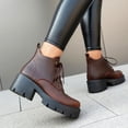 thumbnail image 4 of JHOKCI Ankle Boots for Women Heel Round Toe Lace up Oxfords Vintage Short Booties, 4 of 7