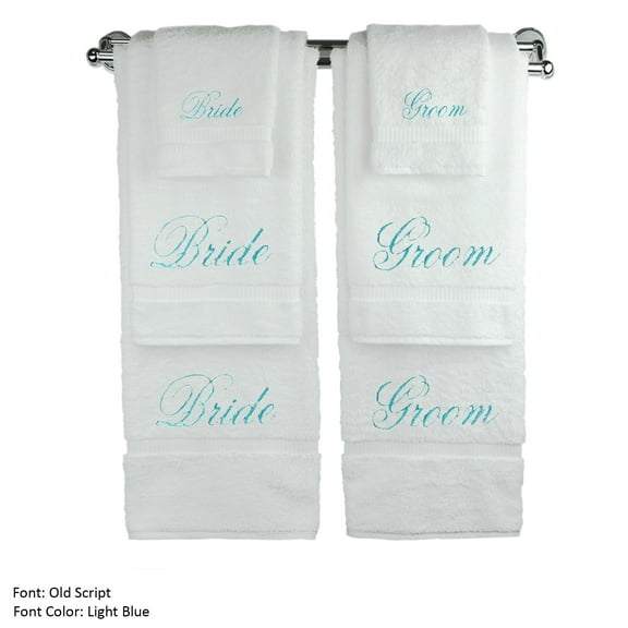 BC BARE COTTON Luxury Hotel & Spa Bride and Groom Six Piece Towel Set Wedding Engagement