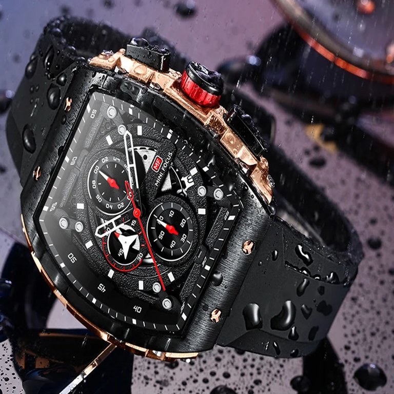 Braun Homme Analogique Quartz Montre Bracelet en Caoutchouc