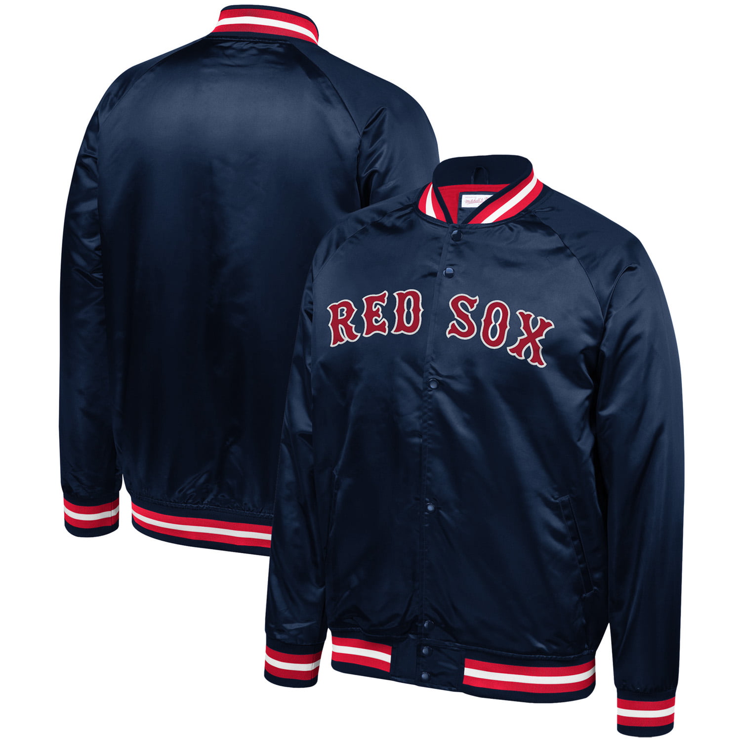Boston Red Sox Mitchell & Ness Satin Full-Snap Jacket - Navy - Walmart ...