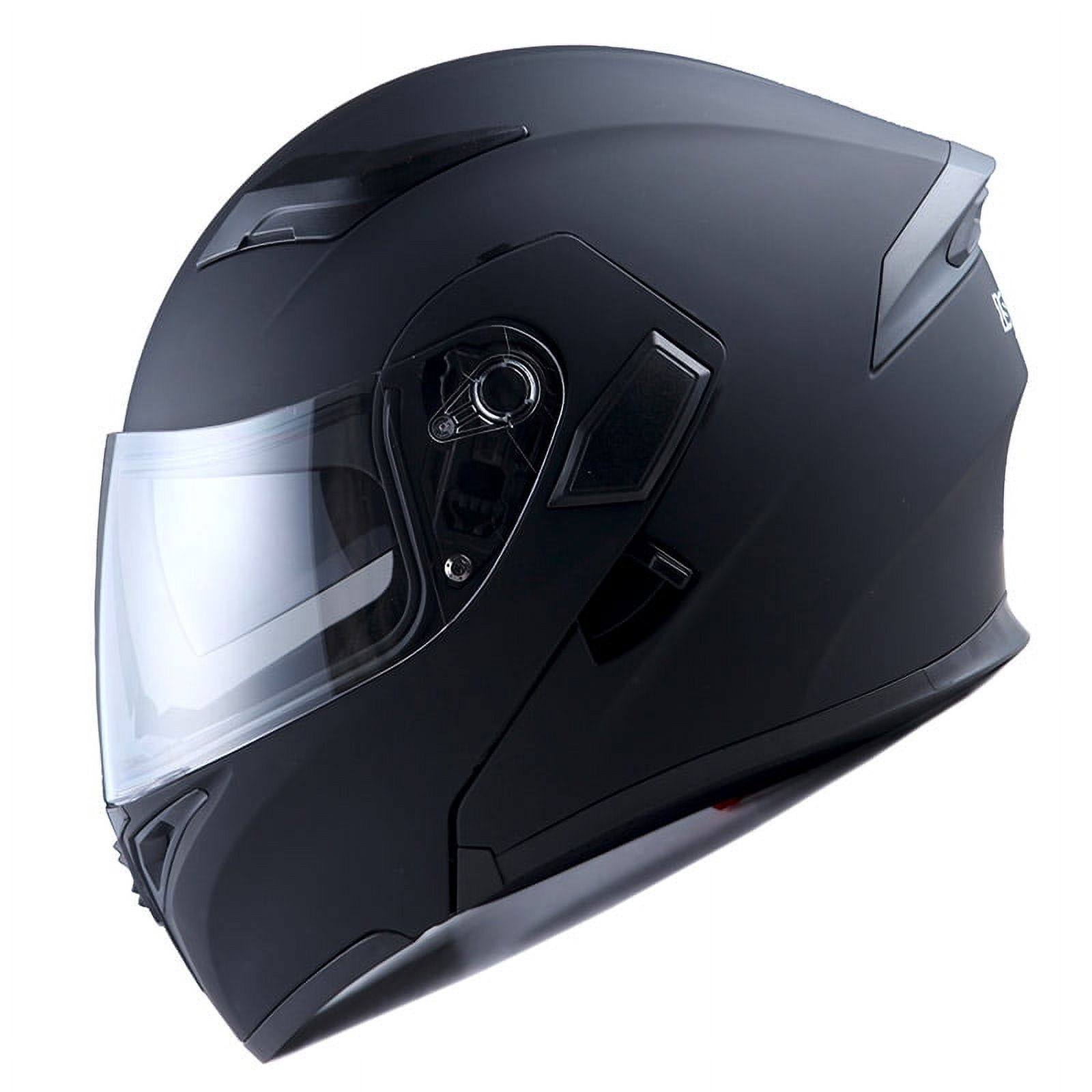 1Storm Motorcycle Modular Full Face Flip up Dual Visor Helmet + Spoiler + Motorcycle Bluetooth Headset: HB89 Matt Black - image 5 of 6