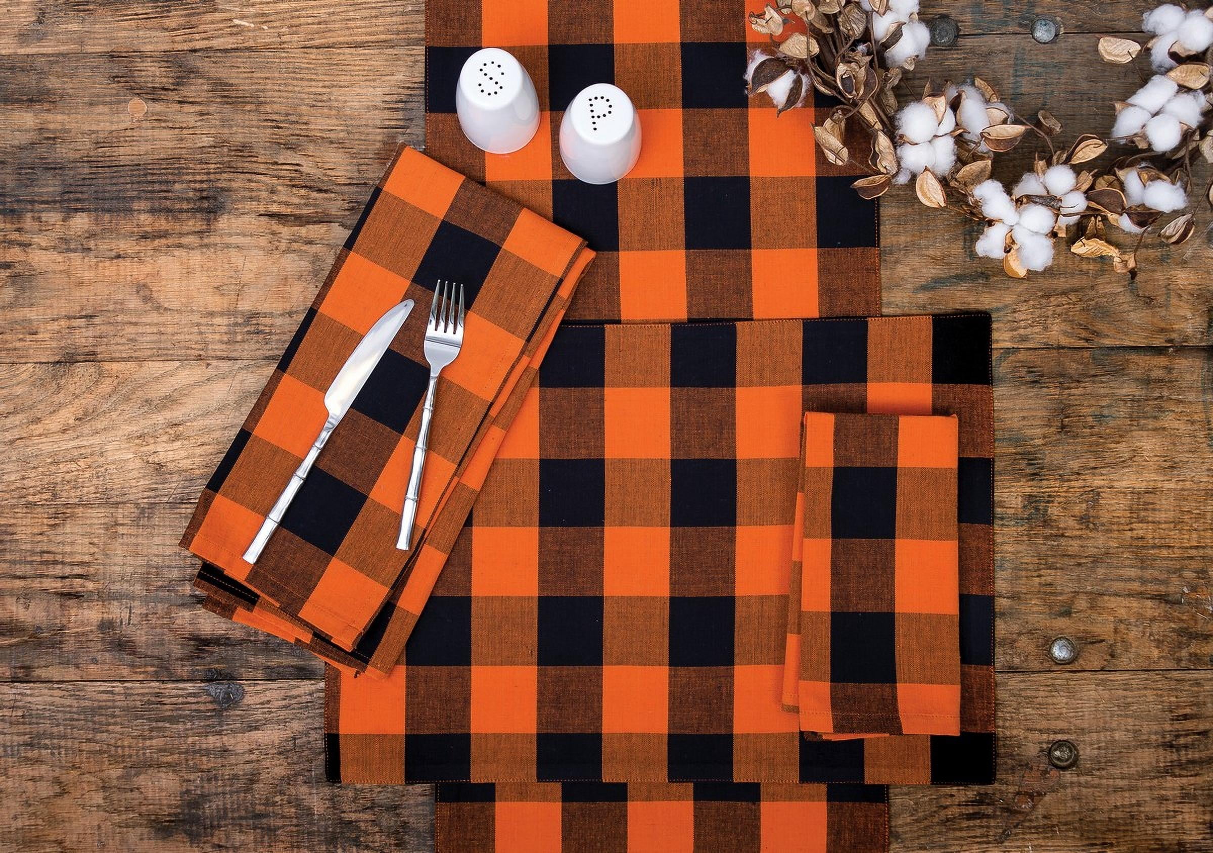 Franklin Buffalo Check Gingham Halloween 100% Cotton Set of 6 Placemats 13" x 19"