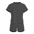 thumbnail image 6 of QGJZVUNL Womens Summer Outfits Striped Short Sleeve T Shirt Shorts 2 Piece Lounge Sets Size XL, 6 of 7