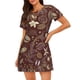 thumbnail image 1 of Disketp Coffee and Flowers para Camisón Corto de Manga Corta para Mujeres, Camisón Cómodo con Escote Redondo, Bonito y Confortable, 1 of 6