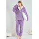 thumbnail image 1 of Pijama de mujer independiente de invierno con cuello en V y manga larga engrosada, 1 of 6